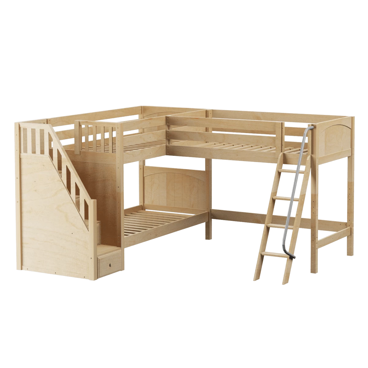Maxtrix Twin Medium Corner Loft Bunk Bed With Ladder + Stairs - L - Image 6