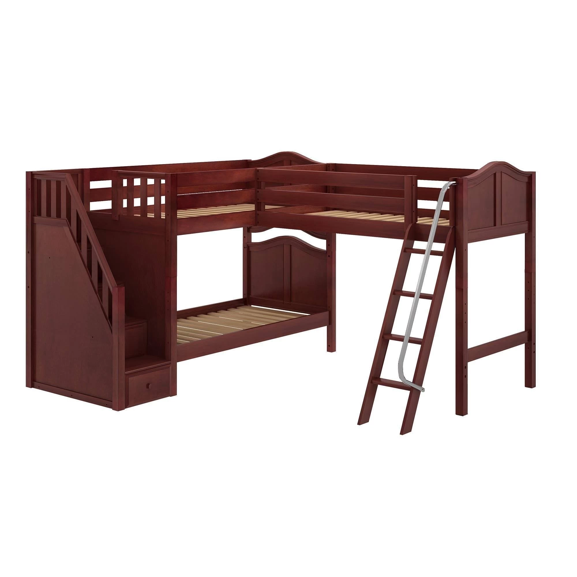 Maxtrix Twin Medium Corner Loft Bunk Bed With Ladder + Stairs - L - Image 7