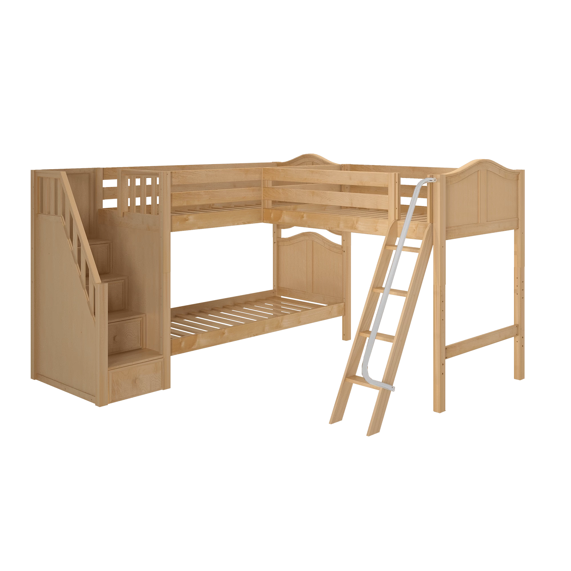 Maxtrix Twin Medium Corner Loft Bunk Bed With Ladder + Stairs - L - Image 10