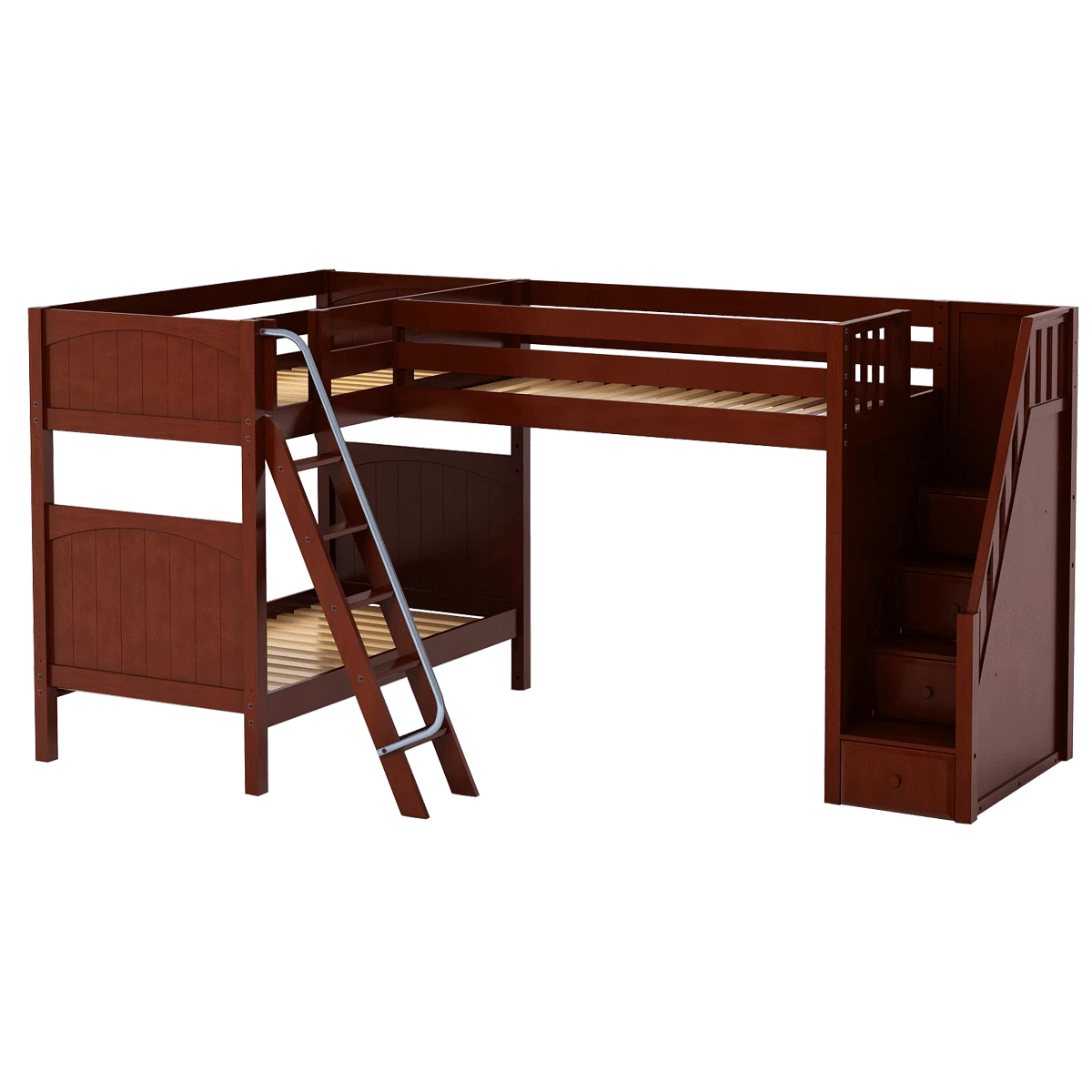 Maxtrix Twin High Corner Loft Bunk Bed With Ladder + Stairs - R - Image 12