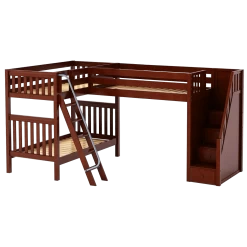 Maxtrix Twin High Corner Loft Bunk Bed With Ladder + Stairs - R