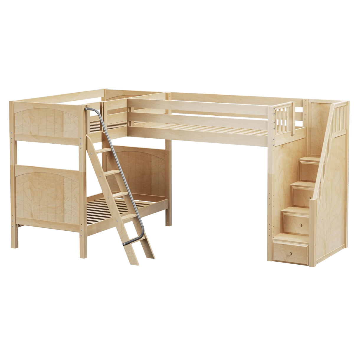 Maxtrix Twin High Corner Loft Bunk Bed With Ladder + Stairs - R - Image 8