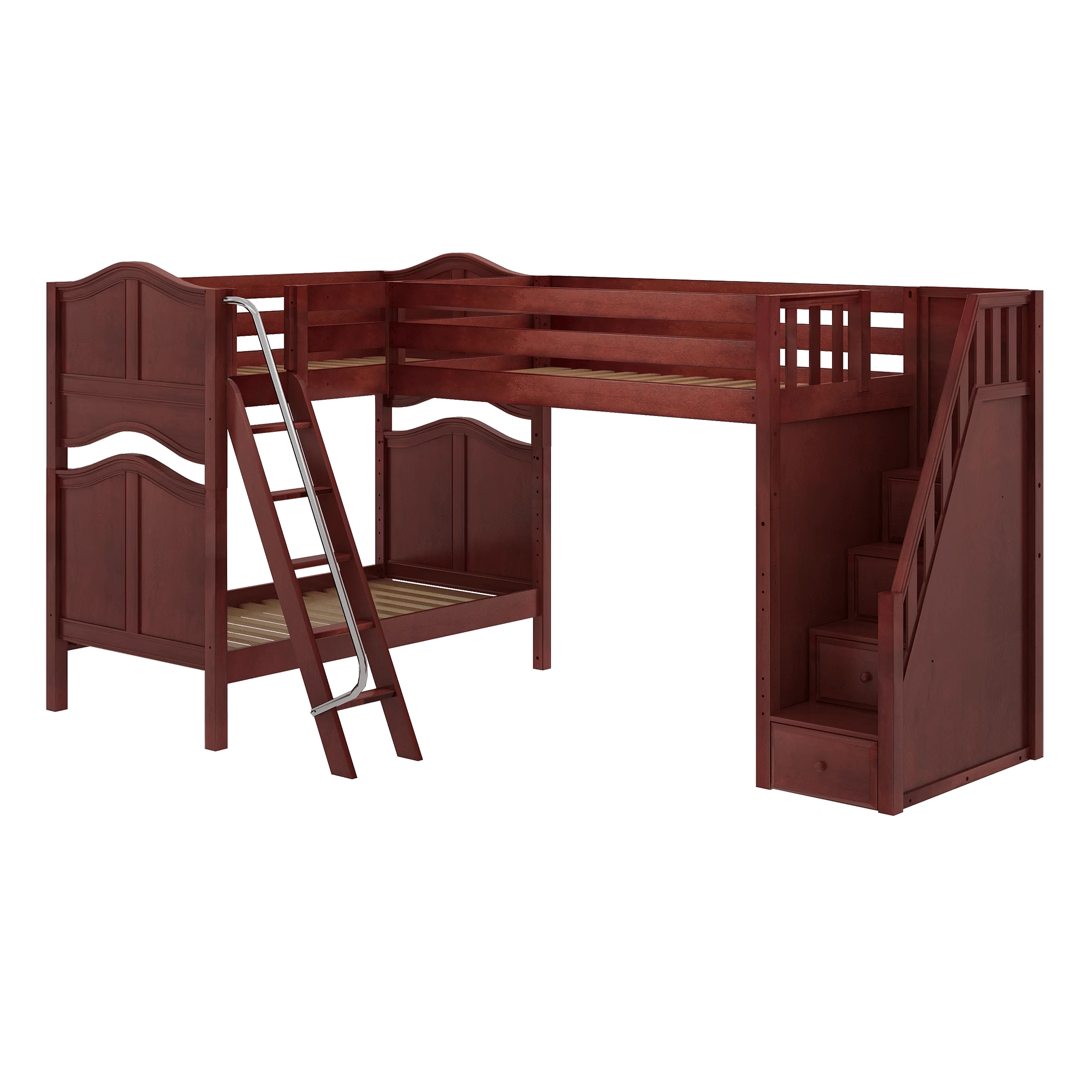 Maxtrix Twin High Corner Loft Bunk Bed With Ladder + Stairs - R - Image 11