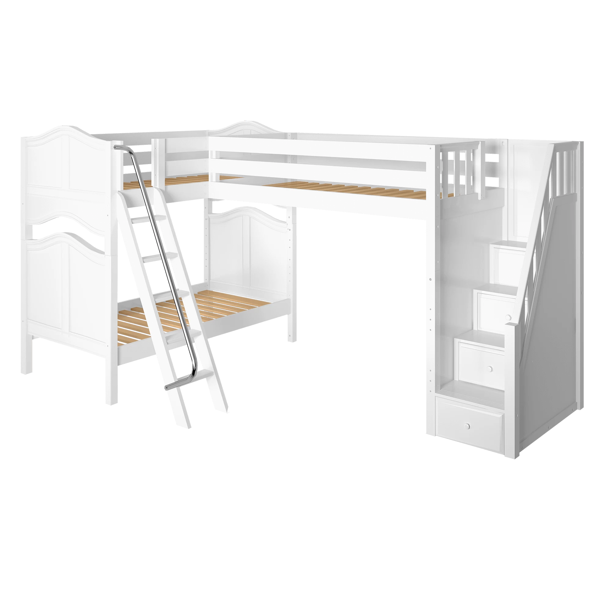Maxtrix Twin High Corner Loft Bunk Bed With Ladder + Stairs - R - Image 13