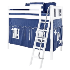 Maxtrix Twin High Bunk Bed With Angled Ladder + Curtain