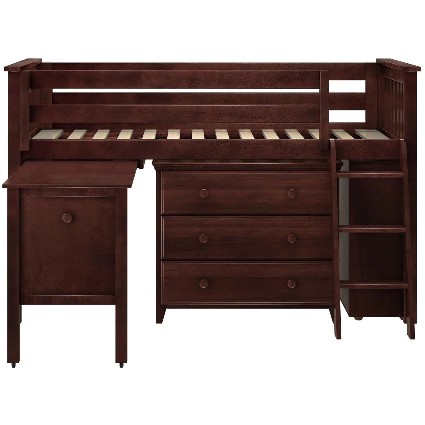 Jackpot Deluxe Windsor Twin-Size Storage Loft Bed With Two Dressers + Desk - Image 4