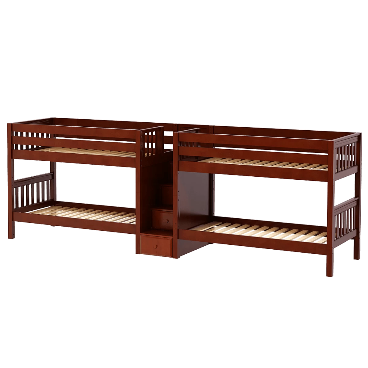Maxtrix Twin XL Quadruple Bunk Bed With Stairs