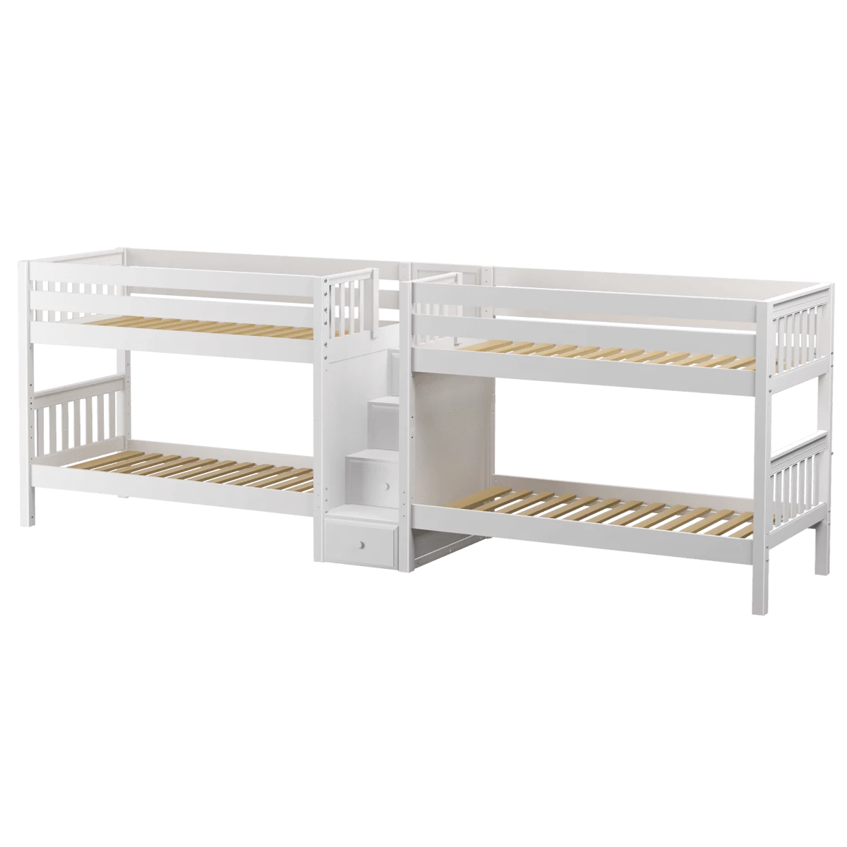Maxtrix Twin Low Quadruple Bunk Bed With Stairs