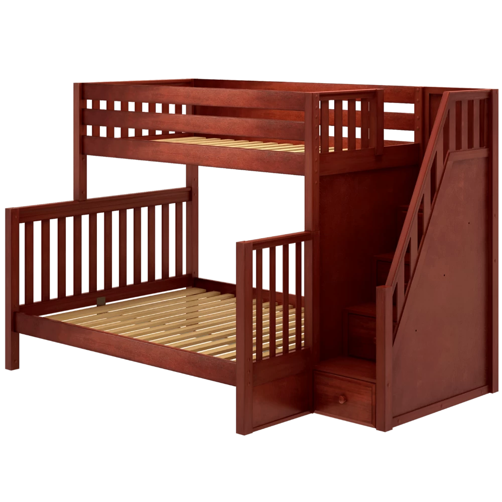 Maxtrix High Twin XL Over Queen Bunk Bed With Stairs
